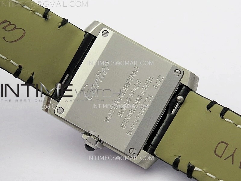 Tank Francaise Ladies 21.2mm Diamond Bezel SS 8848F 1:1 Best Edition Silver Dial on Black Leather Strap Ronda Quartz V2